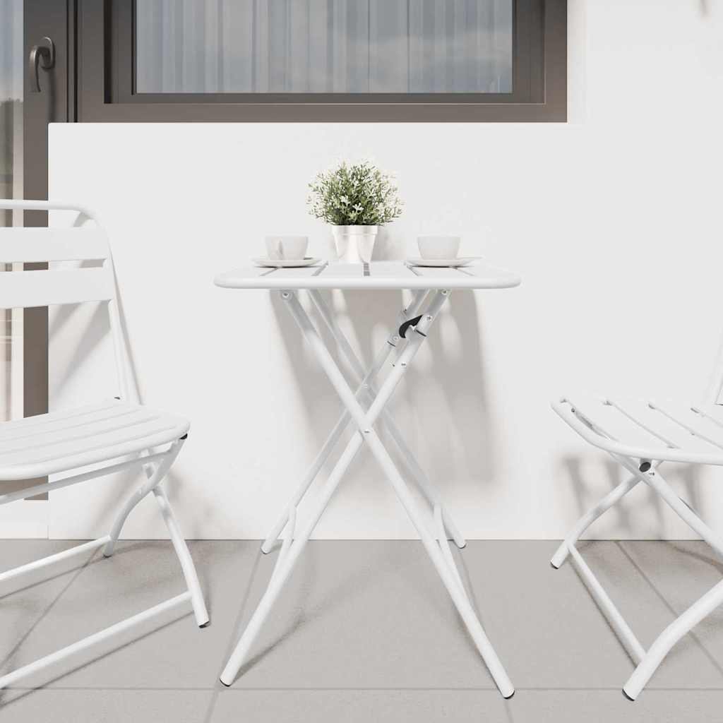Garden Table Folding White 55 x 55 x 73 cm Powder-coated Steel